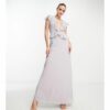 TFNC Tall - Bridesmaid - Langes Chiffon-Brautjungfernkleid in Mauve mit Rüschen-Detail-Grau