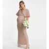 Beauut - Umstandsmode - Komplett verziertes Brautjungfernkleid in Taupe mit Flügelärmeln-Neutral
