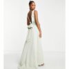 TFNC Petite - Bridesmaid - Langes Brautjungfernkleid in Salbeigrün mit Rückenschleife