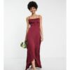 TFNC Tall - Bridesmaid - Brautjungfernkleid aus Satin in Beere mit schmalen Trägern-Lila