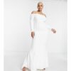 True Violet Plus - Bridal - Schulterfreies Maxi-Brautkleid in Elfenbein-Weiß