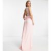 TFNC Tall - Langes Chiffon-Brautjungfernkleid in zartem Rosa mit Rückseite aus Spitze mit Bogenkante
