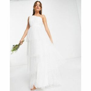 Y.A.S - Bridal - Gestuftes Brautkleid in Weiß mit One-Shoulder-Träger