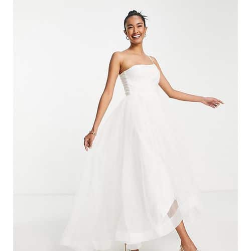 Lace & Beads - Bridal - Brautkleid mit Maxirock und asymmetrisch geschnittenem Oberteil in Elfenbein-Weiß
