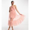 Lace & Beads - Bridesmaid - Transparentes Maxi-Brautjungfernkleid aus zartrosa Tüll mit One-Shoulder-Träger