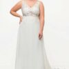 Ulla Popken Brautkleid Brautkleid A-Linie Schleppe V-Ausschnitt ärmellos