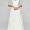 Bride Now! Brautkleid Brautkleit in A - Linie aus Spitze und Chiffon mit 3/4 Arm