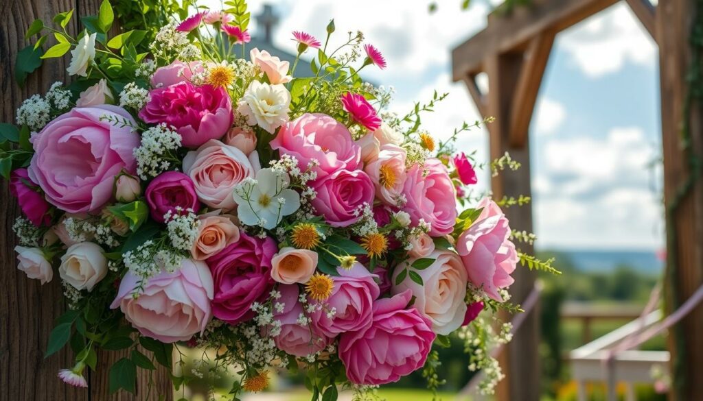 Blumendeko für Sommerhochzeit