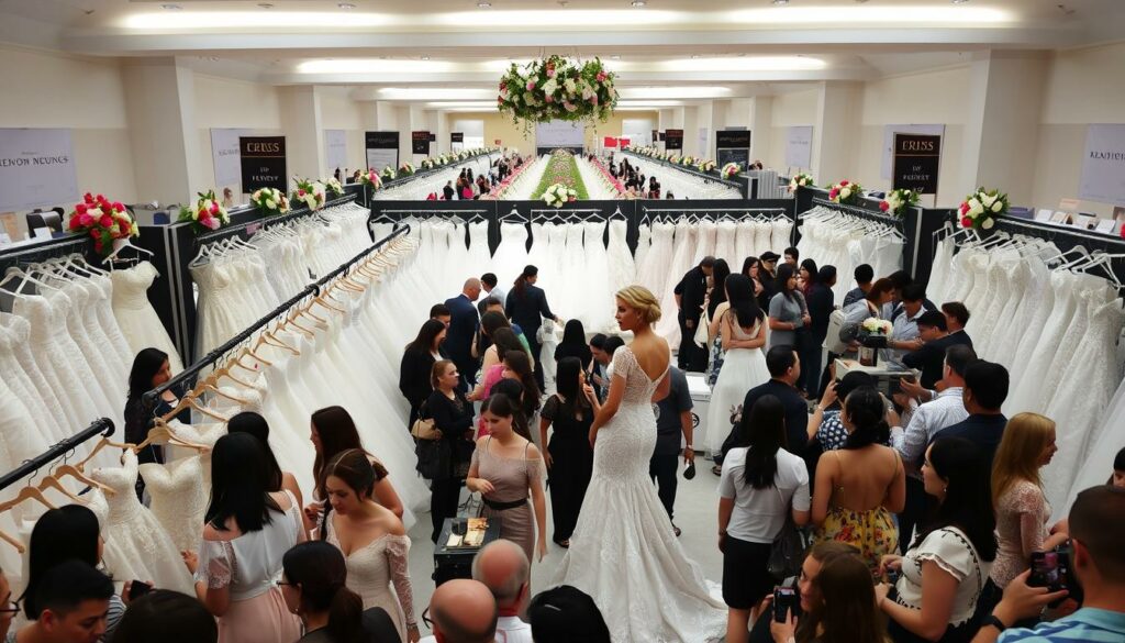 Designer-Sales Brautkleider bei einer Hochzeitsmesse