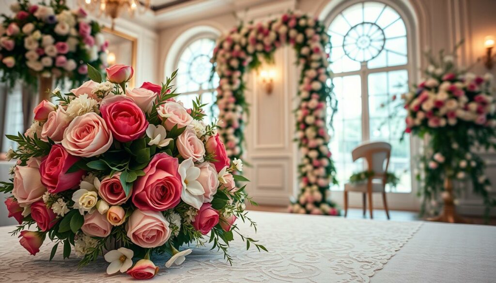 Hochzeitsdesign und Blumendekoration
